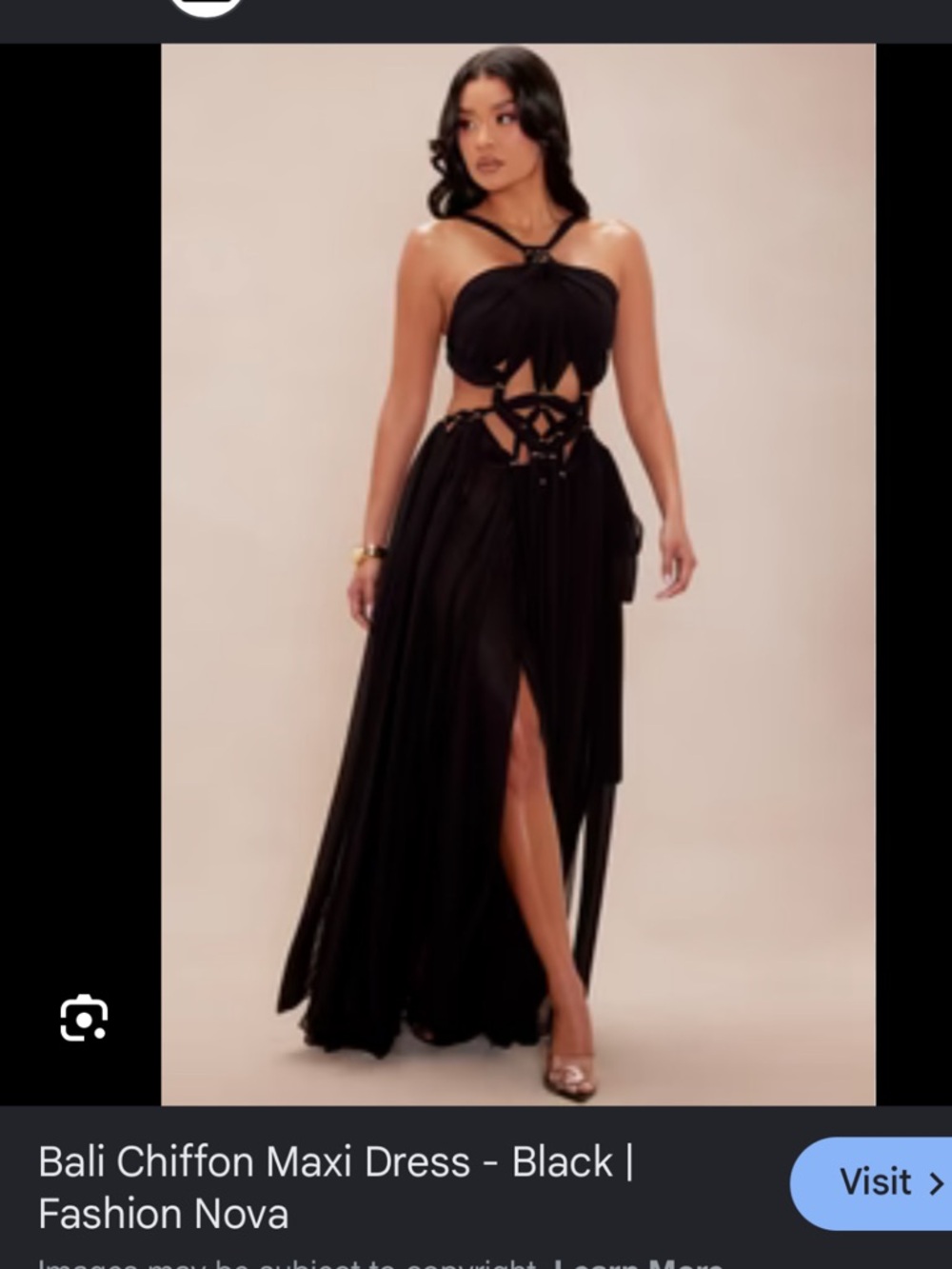 Fashion Nova Black Cutout Chiffon Maxi Dress